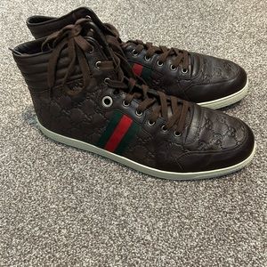 Gucci men’s high top embossed leather size 14 sneakers